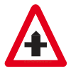 UK road sign for beware cross roads ahead