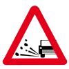 UK Road sign for beware loose chippings