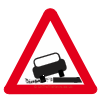 UK road sign for warning soft verges