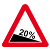 Uk road sign for beware steep hill downwards