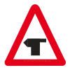 UK road sign for beware t junction with priority over vehicles fro the right